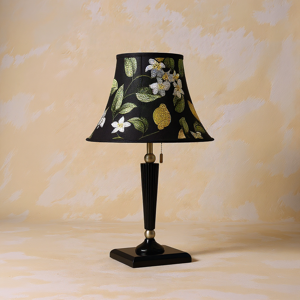 French Antique Style Lemon Embroidery Table Lamp