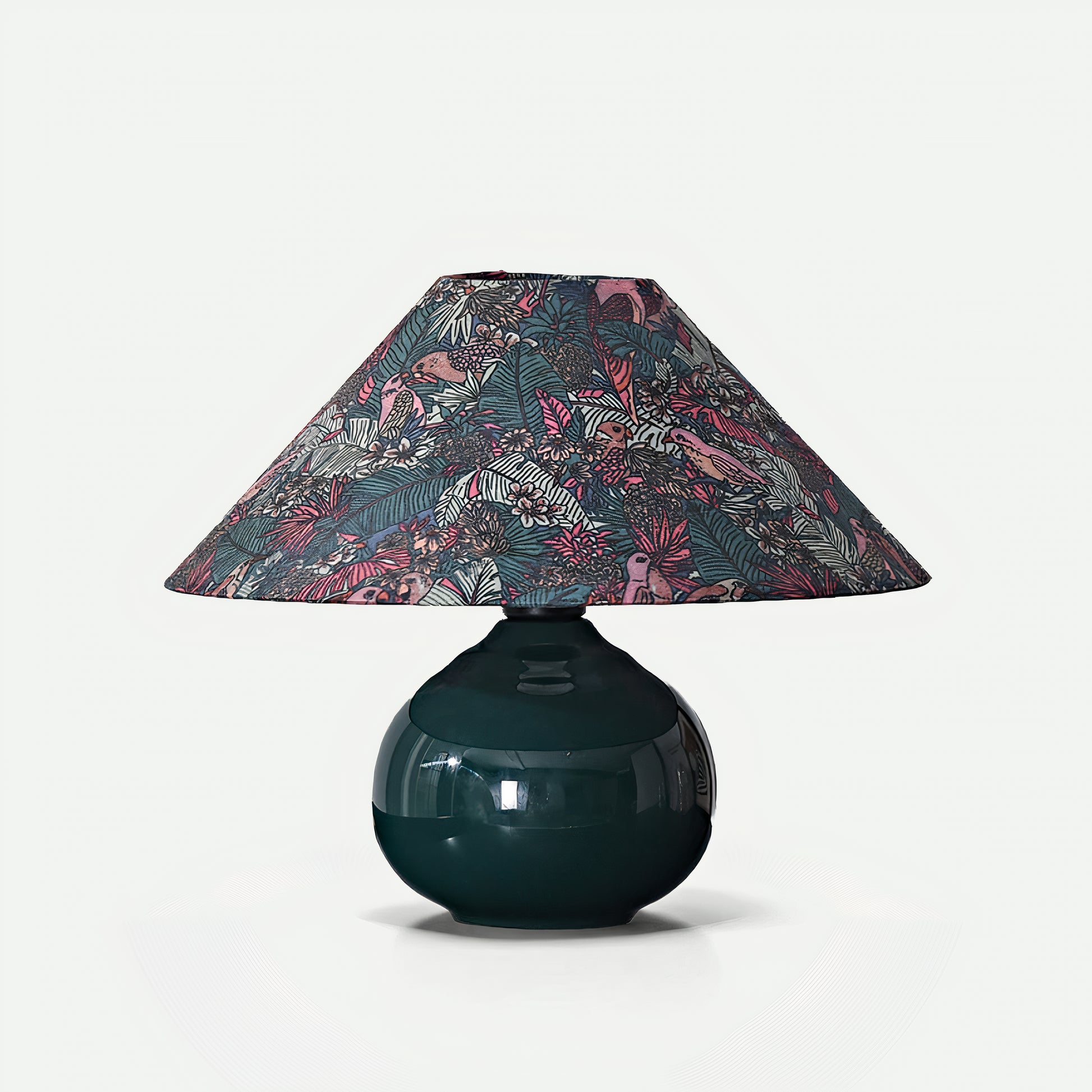 Front view of Vintage Ceramic Table Lamp Linen Shade for Nightstand