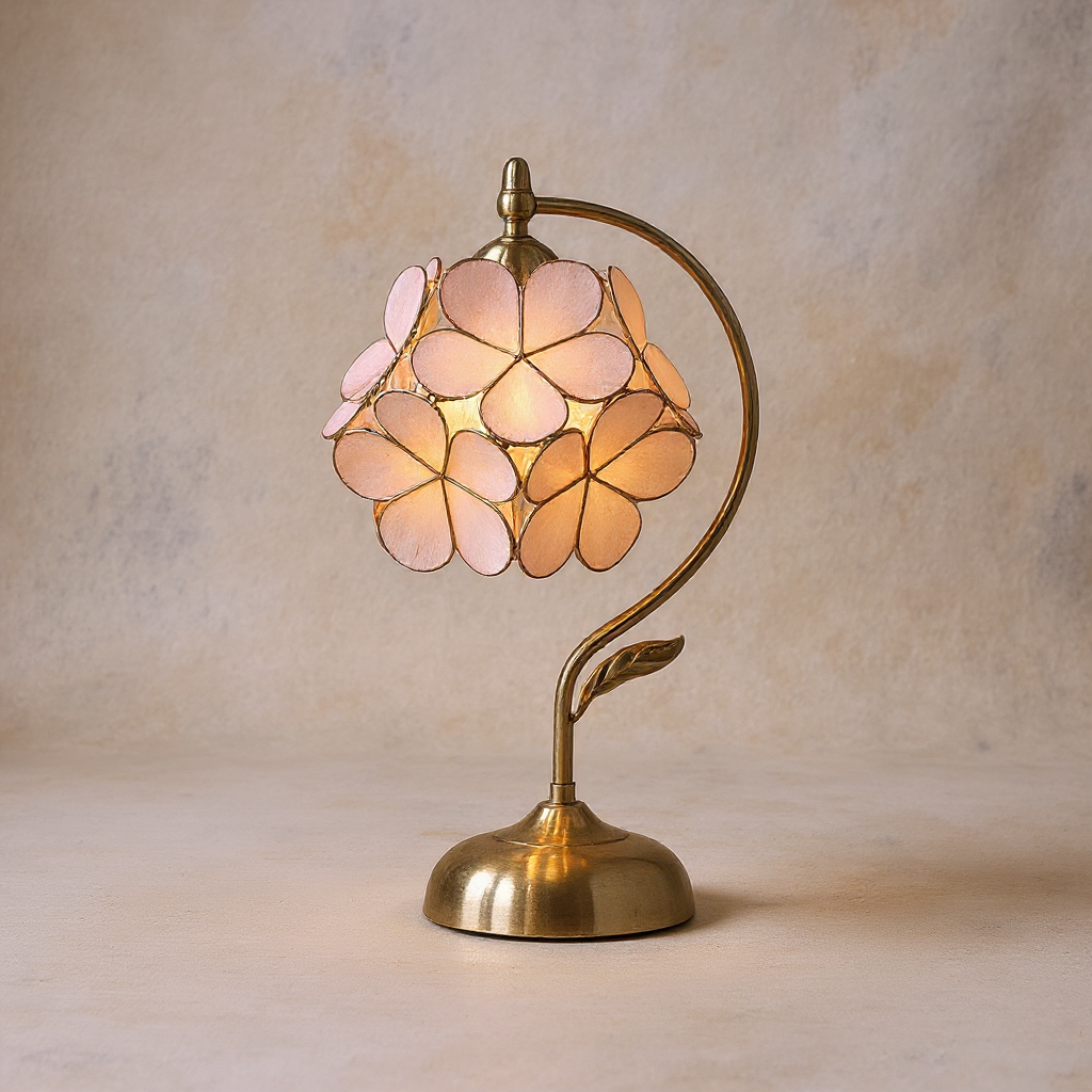 French Vintage Hydrangea Stained Glass Table Lamp