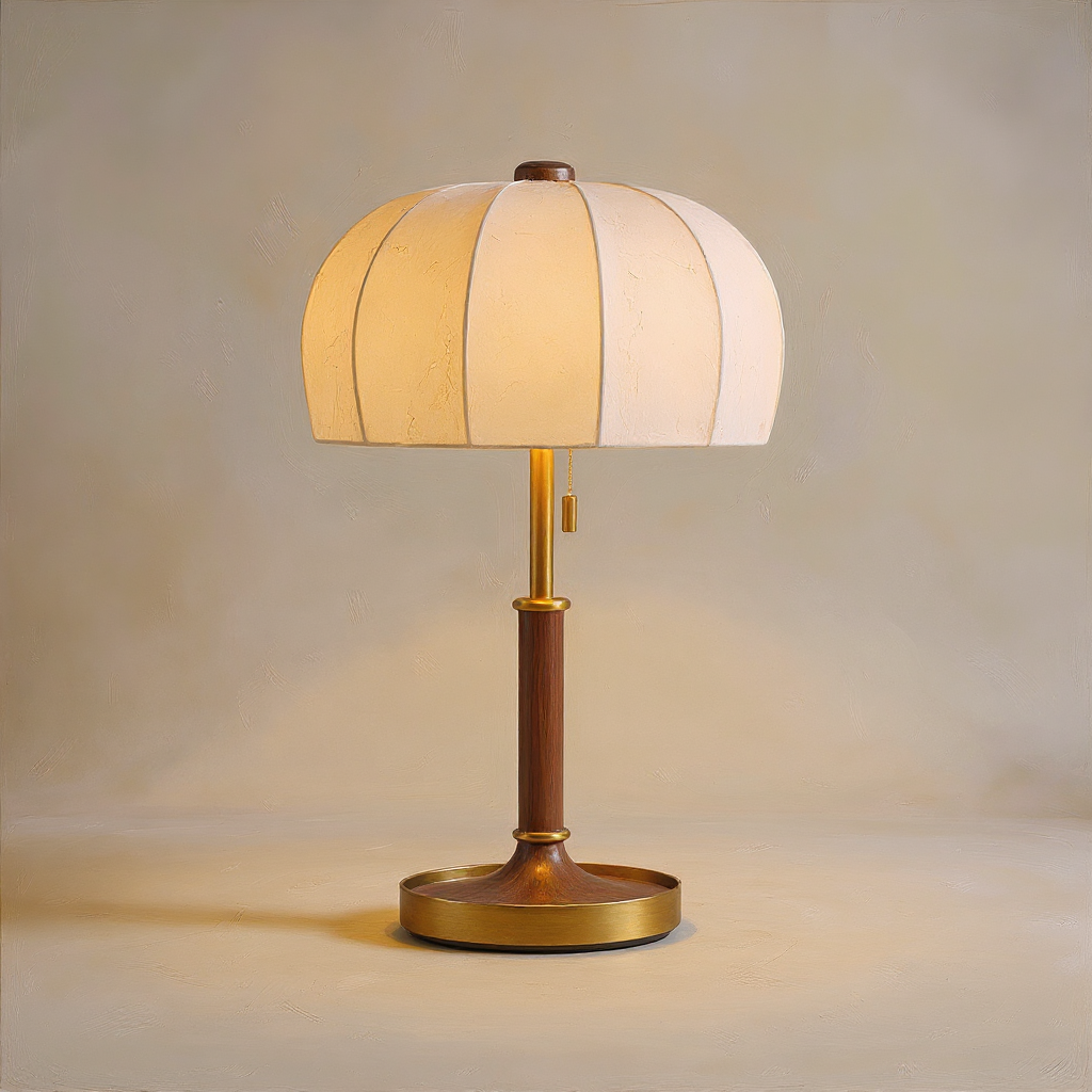 French Vintage Fabric Shade Table Lamp